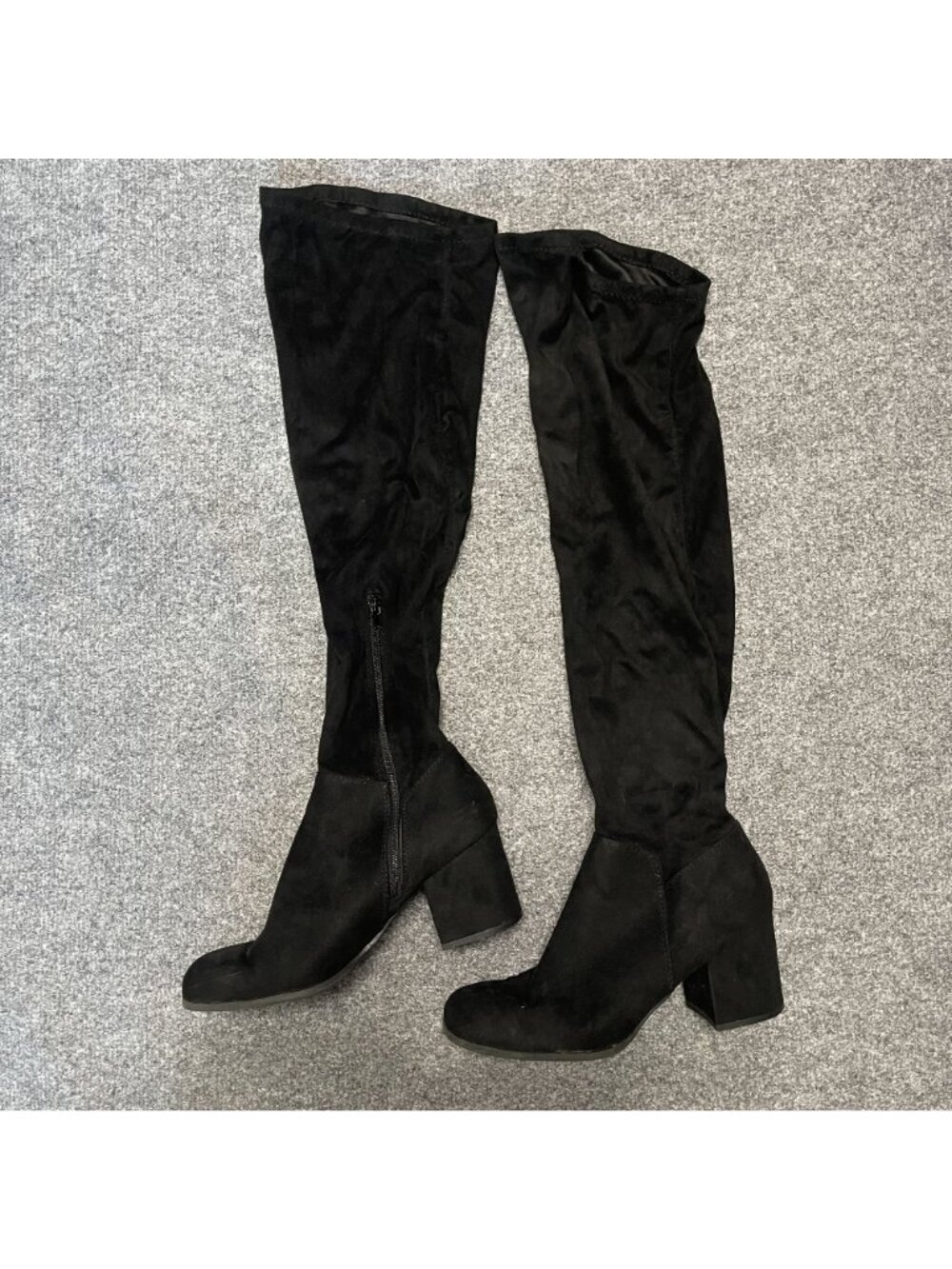 Christian Siriano For Payless Black Over The Knee Boots 8.5 Block Heel Zipper - Picture 3 of 7